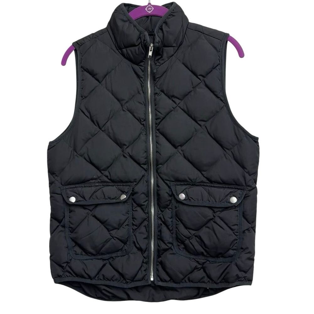 Woolrich Black Down Puffer Vest Snap Pocket Medium